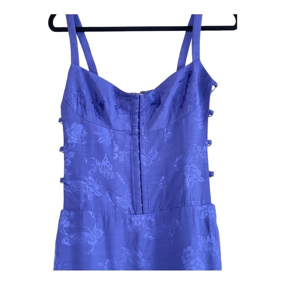 Lovers + Friends Open Side Corset Bra Blue Maxi Floral Slit Dress Size Small NWT - Picture 8 of 13